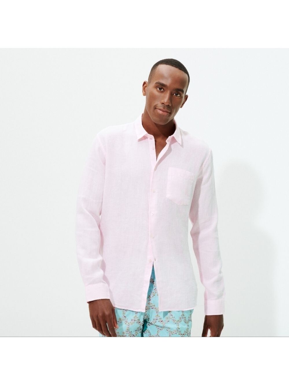 Vilebrequin Men Linen Shirt-Caroubis  Pink